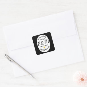we're getting married modern Wedding  Square Sticker