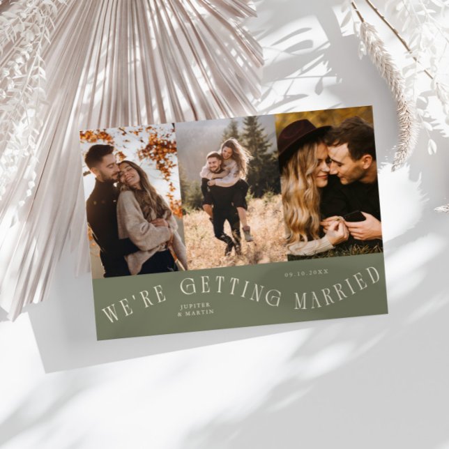We're Getting Married Multi Photo Sage Green Save The Date (Creator Uploaded)