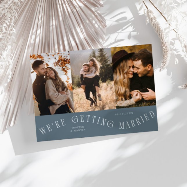 We're Getting Married Multi Photo Slate Blue Save The Date (Creator Uploaded)