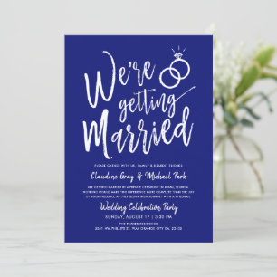 We're Getting Married Post-Wedding Navy Blue Invit Invitation