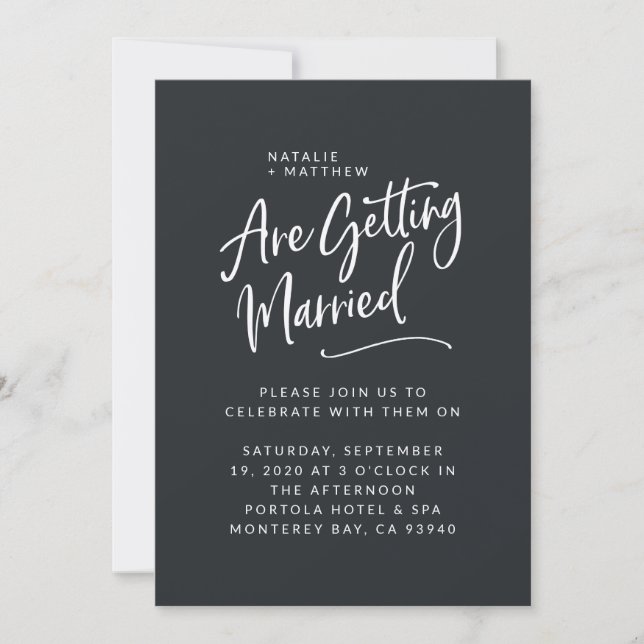 We're getting married script wedding invitation (Front)