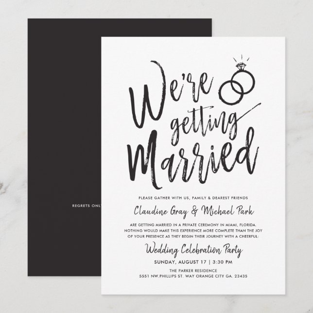 We're Getting Married | Wedding After Party  Invit Invitation (Front/Back)