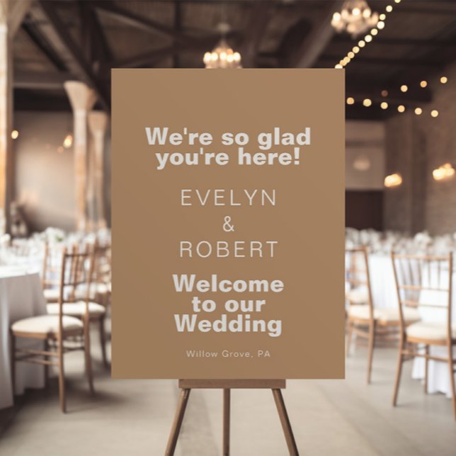 We're Glad You're Here Brown Wedding Welcome Poster (Creator Uploaded)