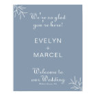 We're Glad You're Here Dusty Blue Wedding Welcome