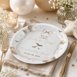 We're Going Batty for Baby Moon Bat Baby Shower Paper Plate