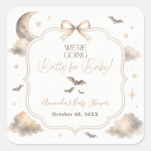 We're Going Batty for Baby Moon Bat Baby Shower Square Sticker