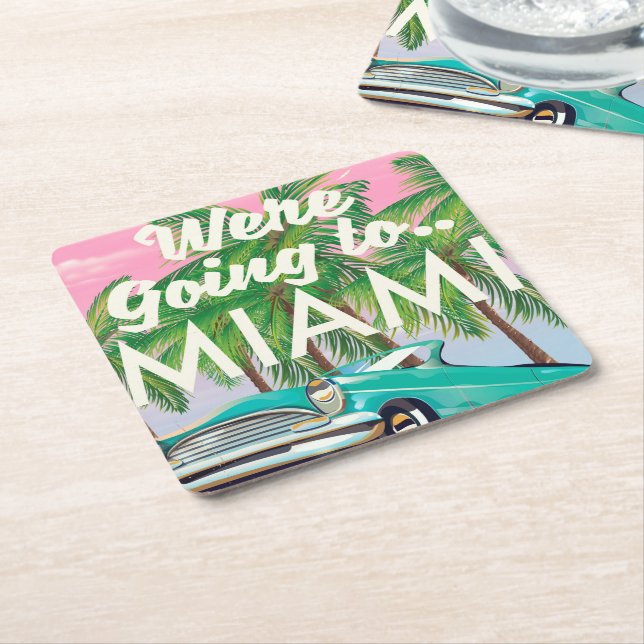 Were going to Miami Square Paper Coaster (Angled)