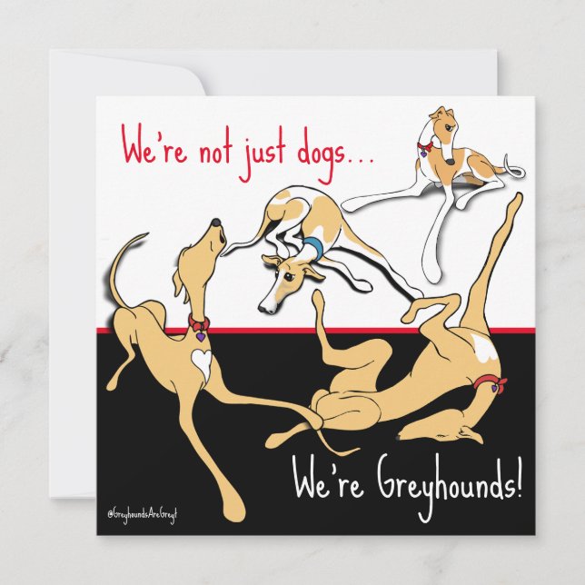 We're Greyhounds! Black, white and red theme. Holiday Card (Front)