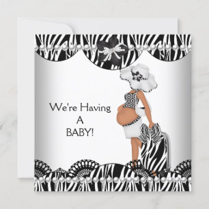 We're Having A BABY! Black White Zebra Expecting Announcement