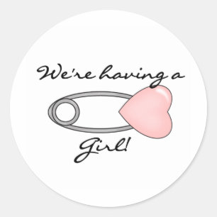 We're Having a Girl Classic Round Sticker