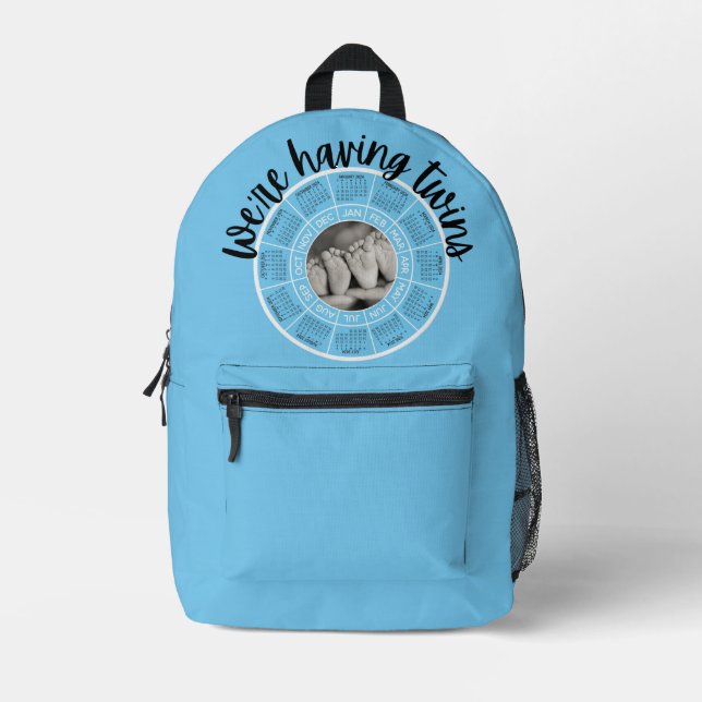 We're Having Twins Blue Backpack (Front)