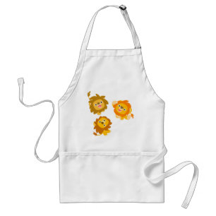 "We're Here!!" Cute Cartoon Lions Apron
