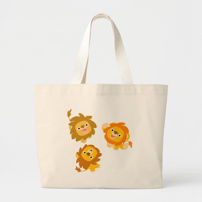 "We're Here!!" Cute Cartoon Lions Bag (Front)