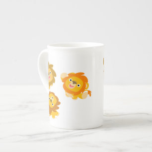 "We're Here!!" Cute Cartoon Lions Bone China Mug