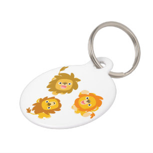 "We're Here!!" Cute Cartoon Lions Dog Tag