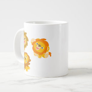 "We're Here!!" Cute Cartoon Lions Jumbo Mug