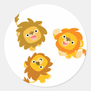 "We're Here!!" Cute Cartoon Lions Sticker