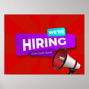 We're Hiring Megaphone Poster