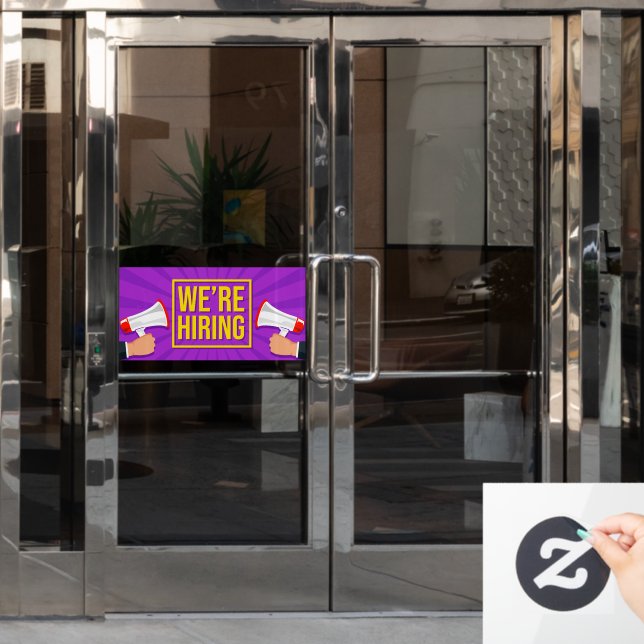 We're Hiring Purple Yellow Bright Colours Window Cling (Office Door)