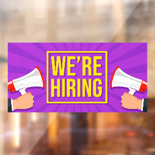 We're Hiring Purple Yellow Bright Colours Window Cling