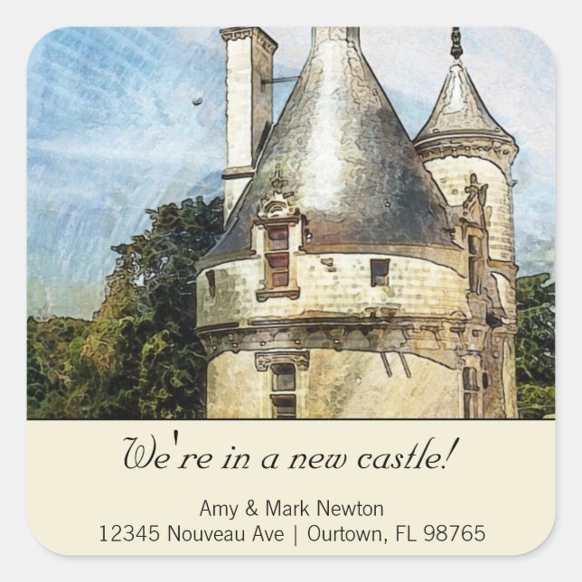 We're in a New Castle Custom New Address Square Sticker (Front)