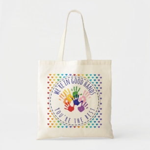 we're in good hands with you nurse gift tote bag