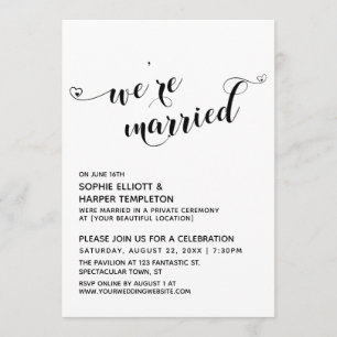 We're Married Hearts Typography Reception Only Invitation