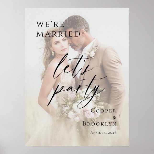 We're Married Let's Party Elopement photo welcome Poster (Front)