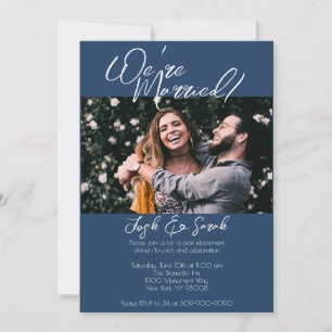 We're Married Navy Blue Elopement Invitation