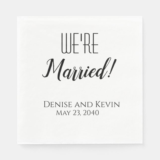We're Married Personalised Wedding Napkins (Front)