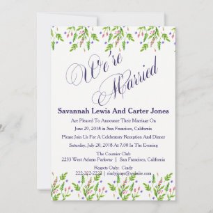 "We're Married"Summer Flower Wedding Announcement