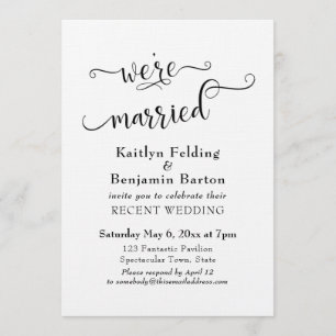 We're Married Typography Wedding Reception Only Invitation