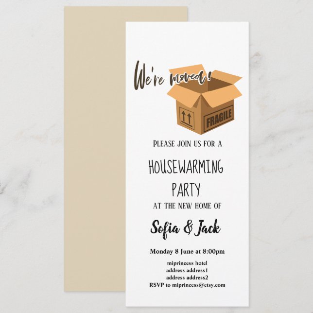 we're moved housewarming party invitation (Front/Back)
