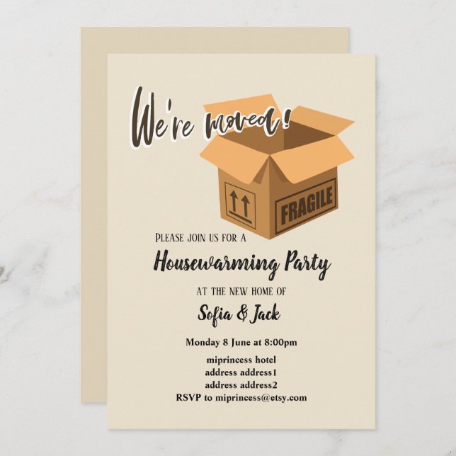 we're moved housewarming party invitation (Front/Back)