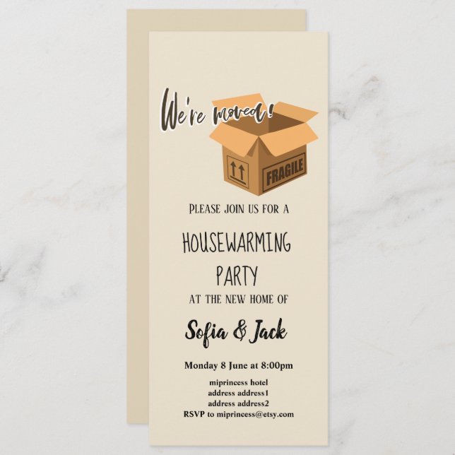 we're moved housewarming party invitation (Front/Back)