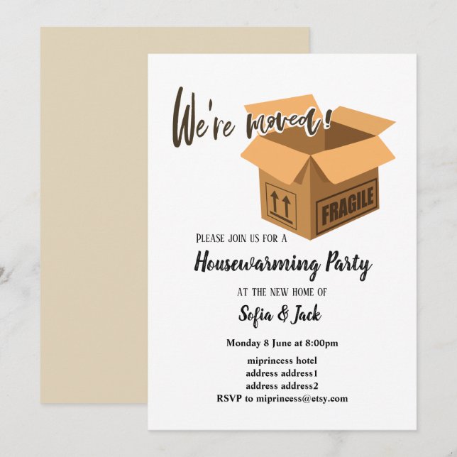 we're moved housewarming party invitation (Front/Back)