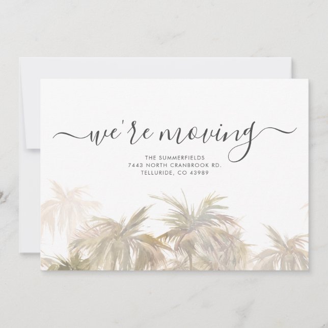 We're Moving Address Palm Trees Moved Announcement (Front)