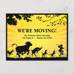 We're Moving Bold Colourful Moving Announcement Postcard