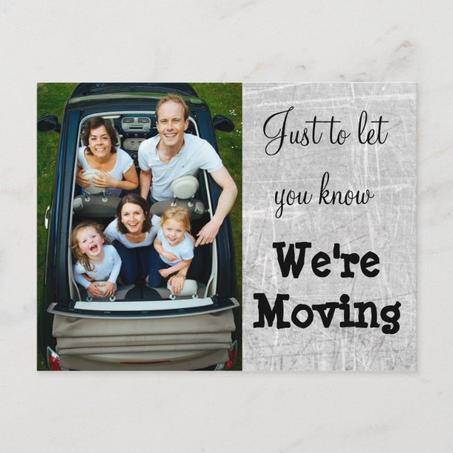 We're Moving Grey Photo New Address Postcards (Front)