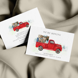 We're Moving Loaded Red Truck Change of Address Card