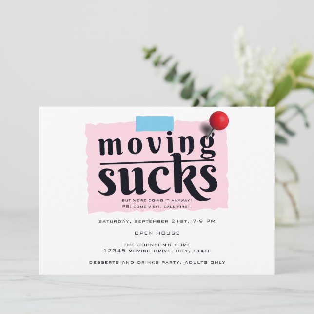We're Moving Modern Funny Farewell Party Invitation (Standing Front)