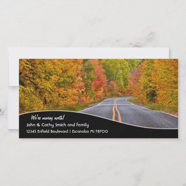 We're moving north Autumn road scene Announcement (Front)