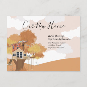 We're Moving Our New Home Treehouse Address Change Postcard
