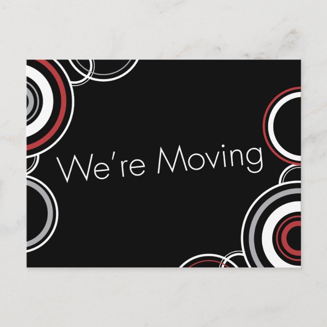 We're Moving - Red & Black Announcement Postcard (Front)