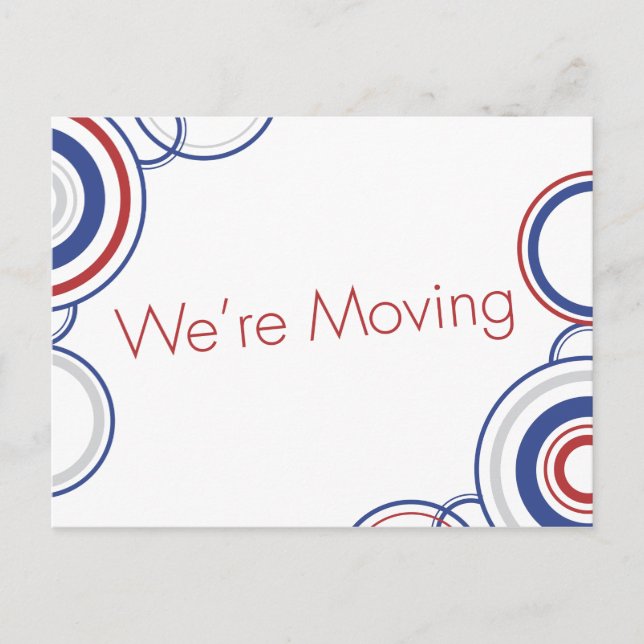 We're Moving - Red & Blue Announcement Postcard (Front)