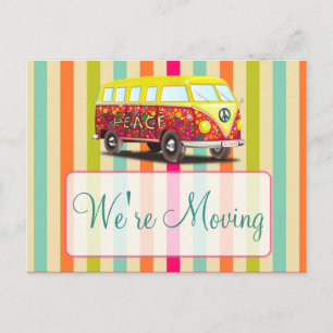 We're Moving Retro Bus Notification Postcards