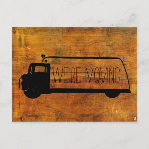 We're Moving Retro Moving Van Old Wood Announcement Postcard