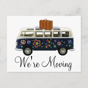 We're Moving Retro Van Notification Postcards