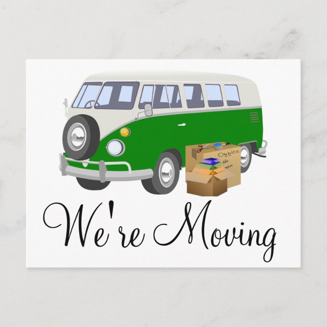 We're Moving Retro Van Notification Postcards (Front)