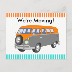 We're Moving, retro van Post Card